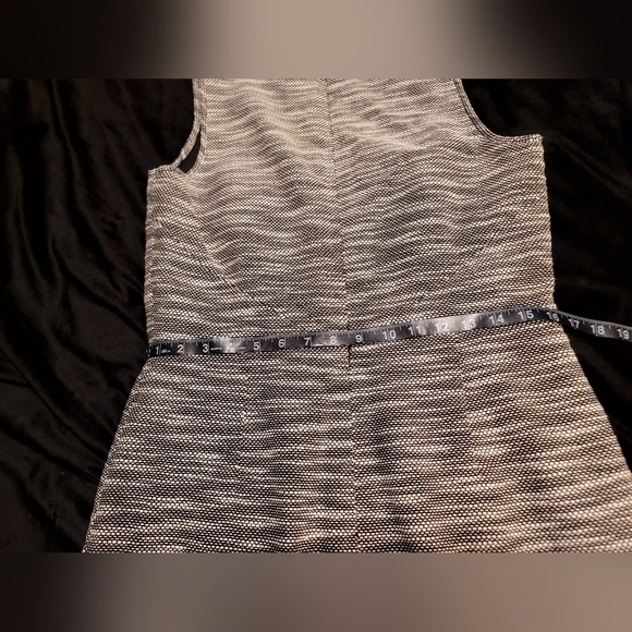 BANANA REPUBLIC Sheath Gray Tweed Sleeveless‎ V-neck Retro Lined Dress Sz 12 - Picture 9 of 11